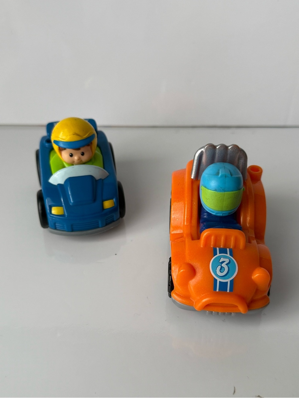 Fisher-Price Little People Wheelies Race Cars Replacement Lot Blue And Orange 3